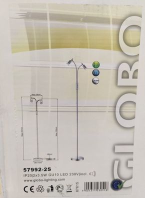 Globo-ligthting Stehlampe 557992-2S 163/167 cm IP20 2x3.5W GU10 LED 230V