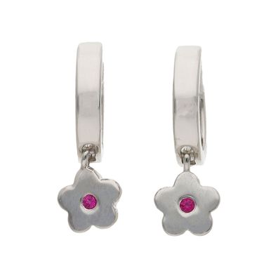 Kinderohrringe Creolen Blumen und Zirkonia Silber 925 JL10-06-3692