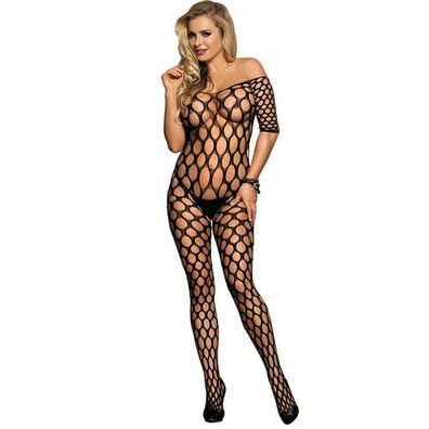 Subblime – Netz-Bodystocking mit offenen Schultern Schwarz One Size