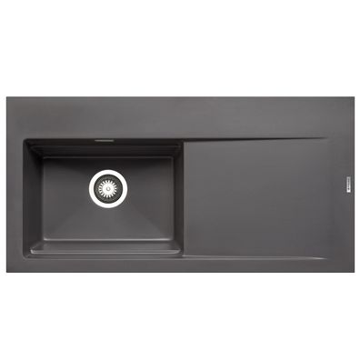 Pyramis große graue Pyragranit Einbauspüle 100 cm 1 Becken links