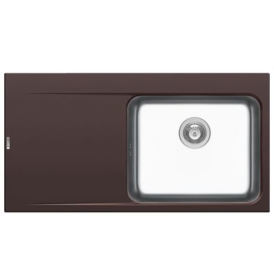 Pyramis braune Pyragranit Einbauspüle 100 cm Edelstahl Becken rechts