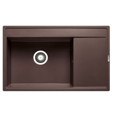Pyramis braune Pyragranit Einbauspüle 79 cm großes Becken links