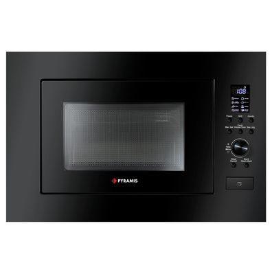 Pyramis schwarze Einbau Mikrowelle 60 cm 23 Liter für Hochschränke