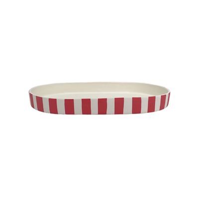 OYOY L301345 - Toppu Servierplatte - Ovales Tablett im Streifen-Design - Weihnachten