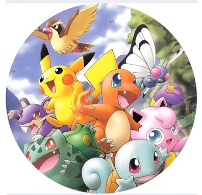 Pokemon Pikachu Pokeball Essbar Zuckermasse Tortenbild Tortenaufleger + 4 Muffin