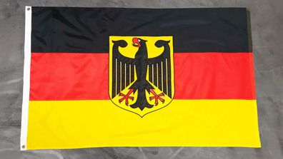 Fahne Flagge Deutschland mit Adler Bestickt UND Einzeln Vernäht - 90 x 150 cm