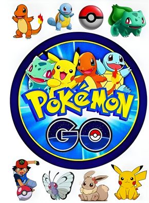Pokemon Pikachu Essbar Zuckermasse Tortenbild Tortenaufleger + 4 Muffin p19