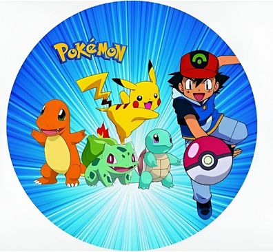 Pokemon Pikachu Essbar Zuckermasse Tortenbild Tortenaufleger + 4 Muffin p25