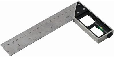 Silverline Messgeräte Anschlag- und Gehrungswinkel mit Wasserwaage 150 mm