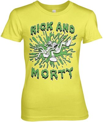 Rick And Morty Splash Girly Tee Damen T-Shirt Yellow