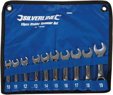 Silverline Schraubenschlüssel Kurze Ring-Maulschlüssel, 10-tlg. Satz 10–19 mm