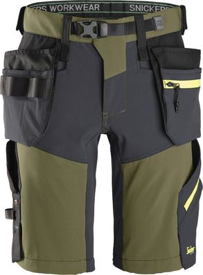 Snickers kurze Arbeitshose FlexiWork Softshell Stretch Shorts mit Holstertaschen
