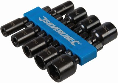 Silverline Elektrowerkzeug-Zubehör Steckschlüssel, magnetisch, 9-tlg. Satz