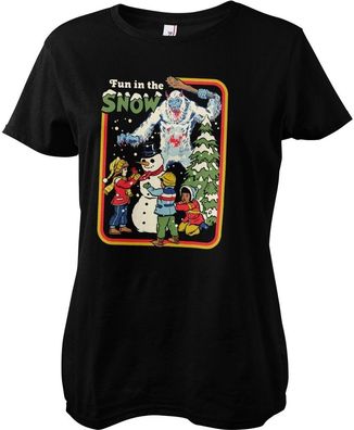 Steven Rhodes Fun In The Snow Girly Tee Damen T-Shirt Black
