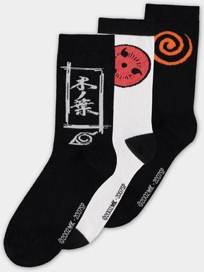 Naruto Shippuden - Sasuke symbol Men's Crew Socks (3Pack) Multicolor