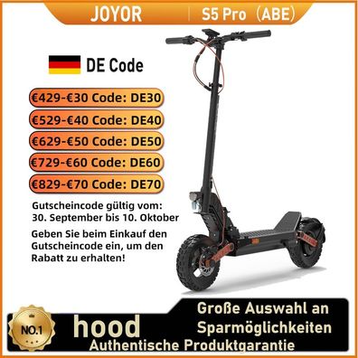 JOYOR S5PRO (ABE) Elektroroller für Erwachsene,500W Motor,48V26AH Akku,10 Zoll Reifen