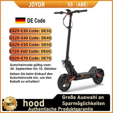 JOYOR S5 (ABE) Elektroroller für Erwachsene,500W Motor,48V13AH Akku,10 Zoll Reifen