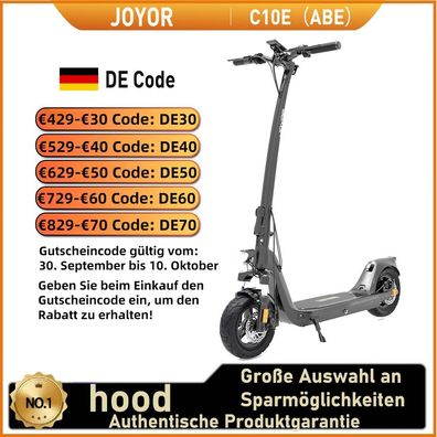 JOYOR C10E(ABE) Elektroroller für Erwachsene,500W Motor,48V10.4AH Akku,10 Zoll Reifen