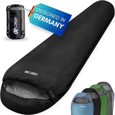 Schlafsack Explorer Light600 Leicht Hüttenschlafsack Mini Ultrakompakt schwarz
