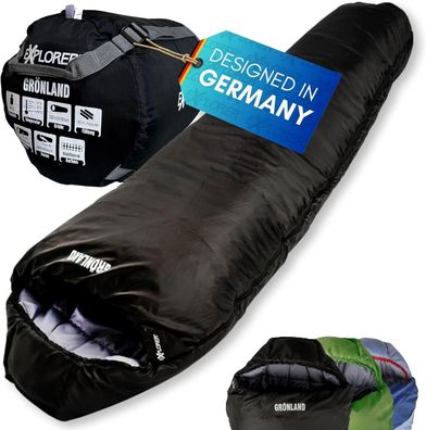Mumienschlafsack Schlafsack Winter -23&deg; XXL Alaska Camping Grönland schwarz