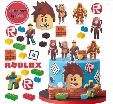 Roblox Online-Spiel Essbar Tortenaufleger Torte Geburstag Zuckermasse + NAME r01