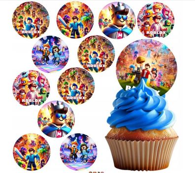 Roblox Online-Spiel Essbar 12 Muffin Zuckermasse Tortenbild Tortenaufleger