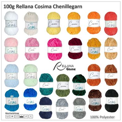 100g Rellana Cosima weiches Chenillegarn Stricken Häkeln Chenillewolle viele Farben