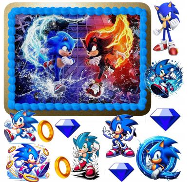 Sonic Blaue Igel Essbar Tortenaufleger Torte Geburstag Zuckermasse Tortebild