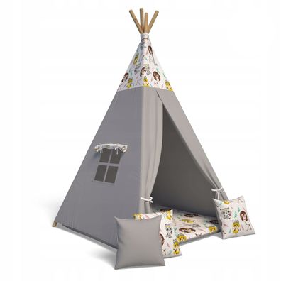 Best For Kids Tipi Zelt für Kinder - Indoor Spielzelt mit Kissen & langlebigem Stoff