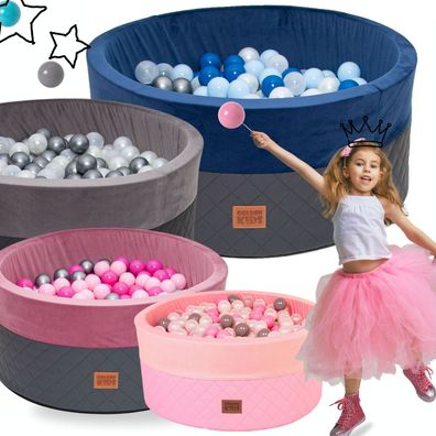 Bällebad Golden Kids 90x40 - sicheres Spiel aus Eco-Leder & Velvet