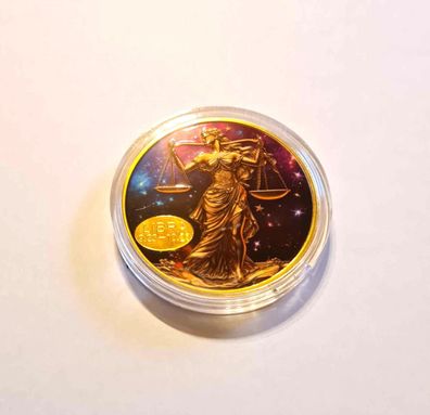 Vergoldete Medaille/Sternzeichen Waage/Farbig vergoldet (ST30092511)