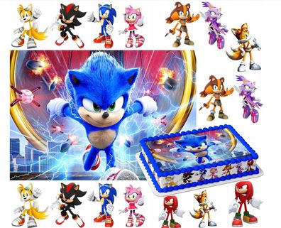 Sonic Essbar Tortenaufleger Torte Geburstag Zuckermasse Tortebild s03