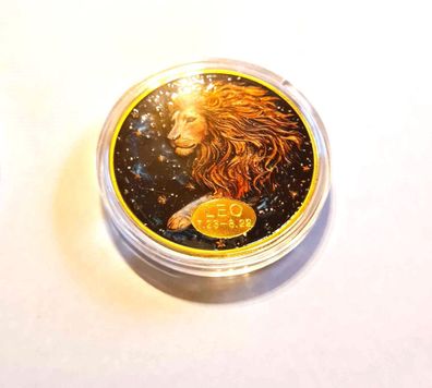 Vergoldete Medaille/Sternzeichen Löwe / /arbig vergoldet (ST30092512)