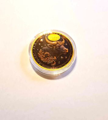 Vergoldete Medaille/Sternzeichen Stier / farbig vergoldet (ST30092513)