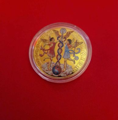 Vergoldete Medaille/Sternzeichen Zwillinge / farbig vergoldet (ST30092514)