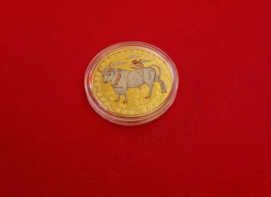 Vergoldete Medaille/Sternzeichen Stier / mit Farbe (ST30092515)