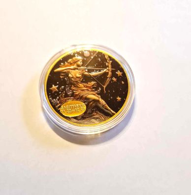 Vergoldete Medaille/Sternzeichen Schütze / mit Farbe (ST30092517)