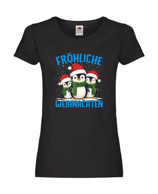 Frohe Weihnachten | Pinguien Damen Shirt Schwarz