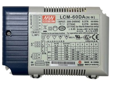 Mean Well LED Driver LCM-60DA | 60W 2-90VDC DALI