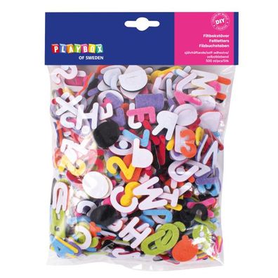 Filzbuchstaben und Zahlen selbstklebend, 500 Stück