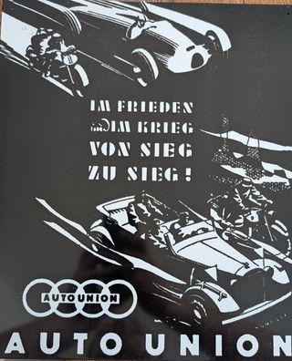 Blechschild Auto Union - von Sieg zu Sieg, Motorsport, Deko, Bild