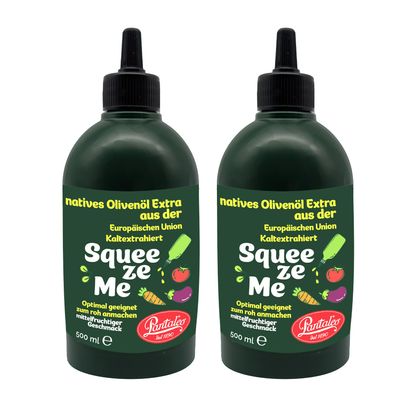 SqueezeMe Natives Olivenöl Extra 2x500 ml von Pantaleo für präzise Dosierung