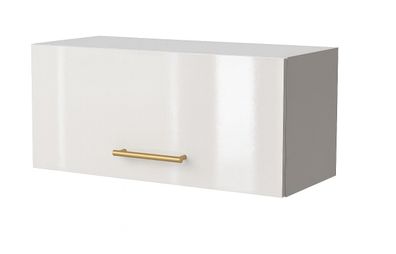 Klapphängeschrank 80cm Küchenschrank SOFT CLOSE Weiß Hochglanz flach