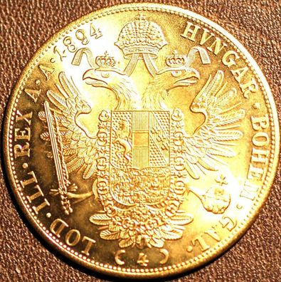 4 Dukaten Medaillen Österreich Replik Jahrgang 1894, vergoldet (ÖM3009252)