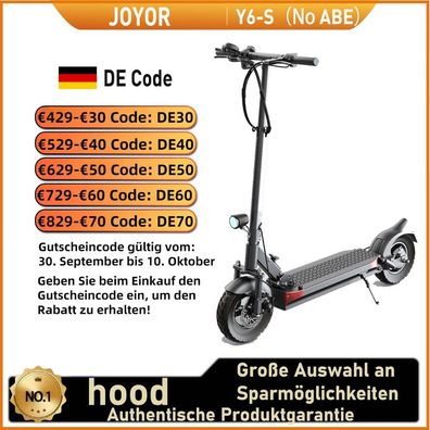 JOYOR Y6-S(No ABE)Elektroroller für Erwachsene,500W Motor,48V18AH Akku,10 Zoll Reifen