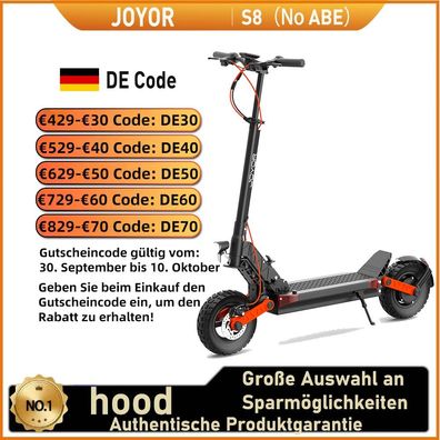 JOYOR S8(No ABE)Elektroroller für Erwachsene,600W Motor ,48V26AH ,10 Zoll Reifen