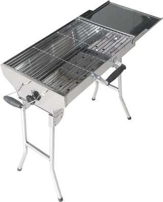 Mangal Edelstahl Schaschlik Grill Aladdin mit Tasche Anglergrill mit Klappfüßen