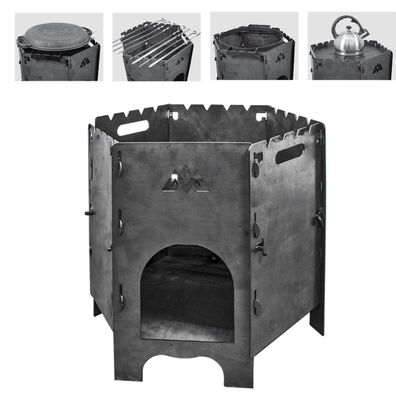 Utschak Outdoorkamin Feuerofen Feuerstelle Campingkocher mit Tragetasche für Kessel 8
