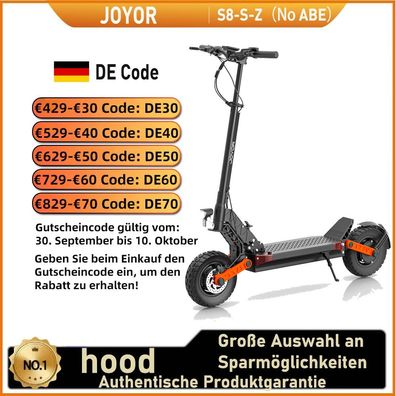 JOYOR S8-S-Z No ABE Elektroroller für Erwachsene,600W*2 48V26AH Akku,10 Zoll Reifen