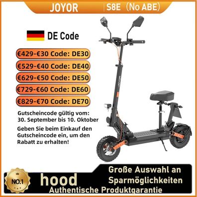 JOYOR S8E No ABE Elektroroller für Erwachsene,800W Motor?48V26AH Akku,10 Zoll Reifen